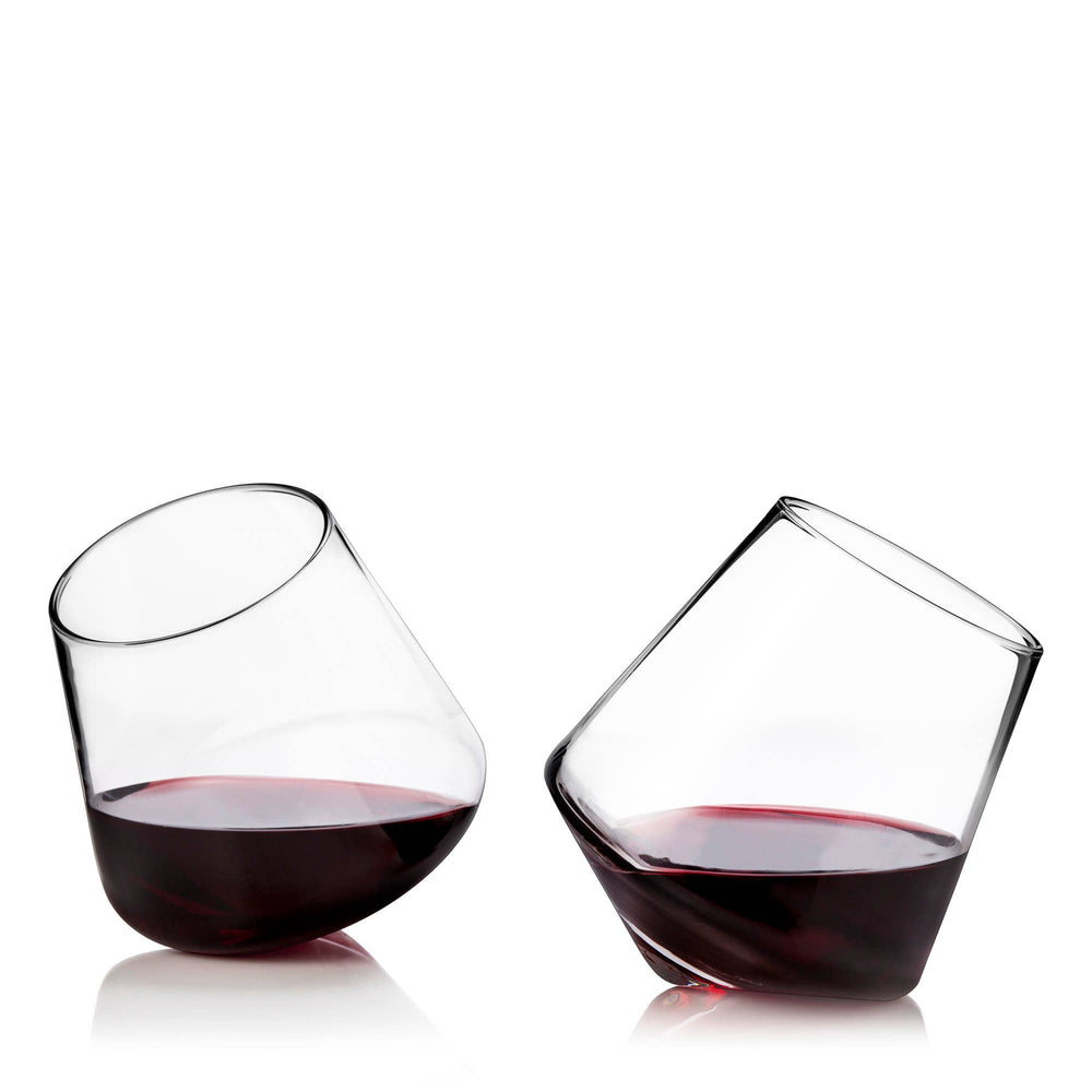 Viski | Stemless Rolling Crystal Wine Glasses - Set of 2