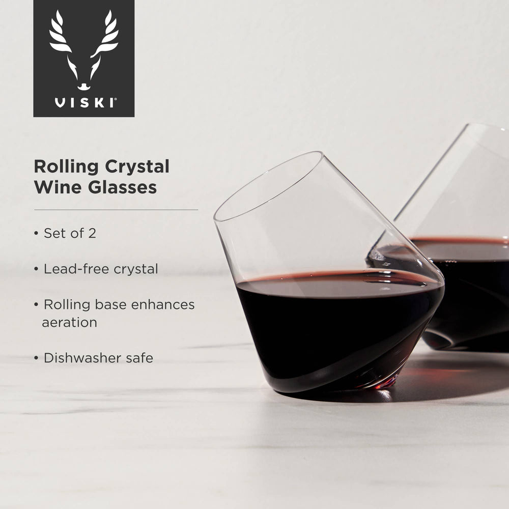 
                      
                        Viski | Stemless Rolling Crystal Wine Glasses - Set of 2
                      
                    