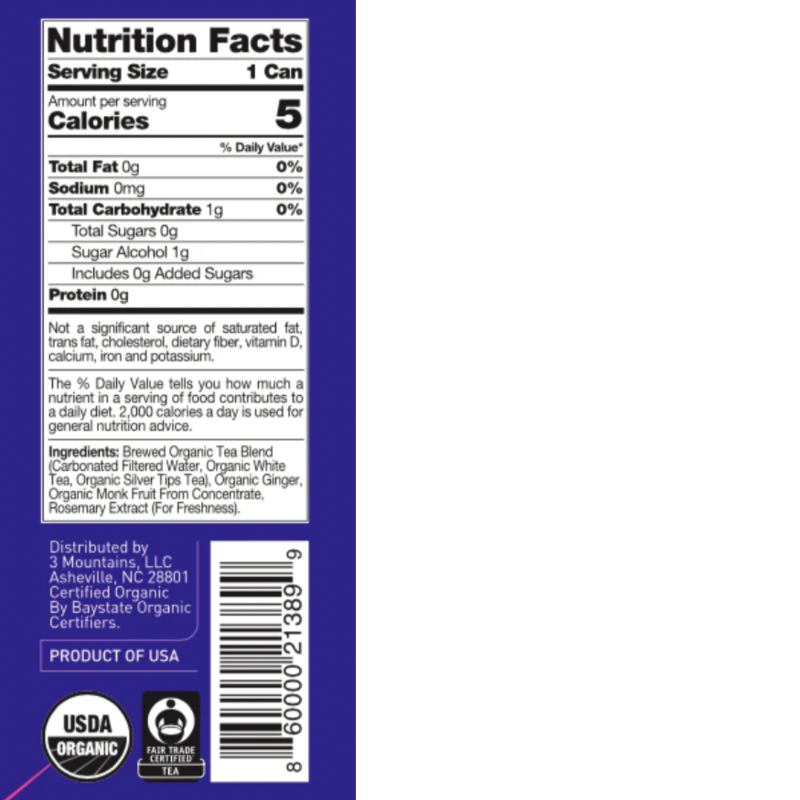 sarilla-ginger-white-tea-nutrition-label
